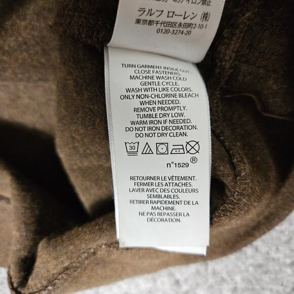 Polo Ralph Lauren Sweatshirt Mens Large Heather Brown 1/4 Zip Preppy Soft - Picture 6 of 11